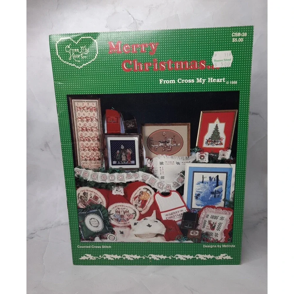 1988 Cross My Heart Cross Stitch Pattern Leaflet Merry Christmas 23 Charts